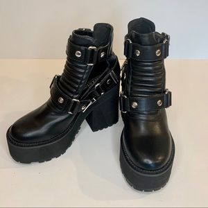 KILLSTAR “Electra” Cut Out Buckle Platform Boots